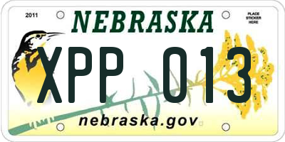 NE license plate XPP013
