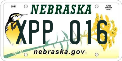 NE license plate XPP016