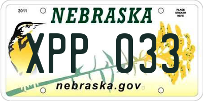 NE license plate XPP033