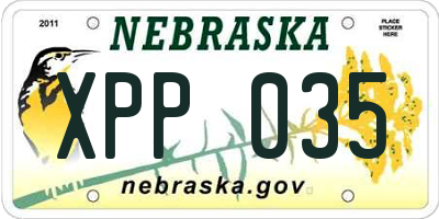 NE license plate XPP035