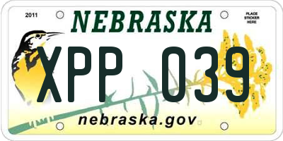 NE license plate XPP039