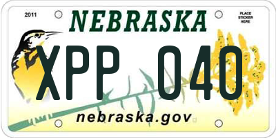 NE license plate XPP040