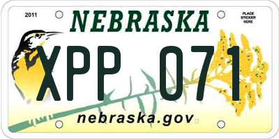NE license plate XPP071