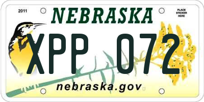 NE license plate XPP072