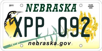 NE license plate XPP092