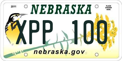 NE license plate XPP100
