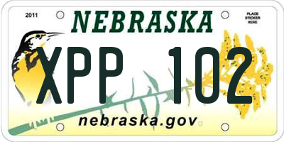 NE license plate XPP102