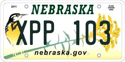 NE license plate XPP103