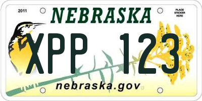 NE license plate XPP123