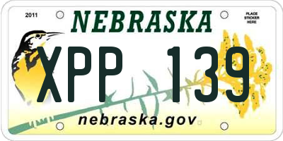NE license plate XPP139