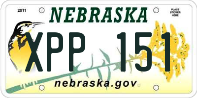 NE license plate XPP151
