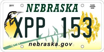 NE license plate XPP153