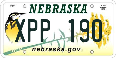 NE license plate XPP190