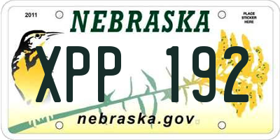 NE license plate XPP192