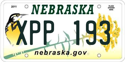 NE license plate XPP193