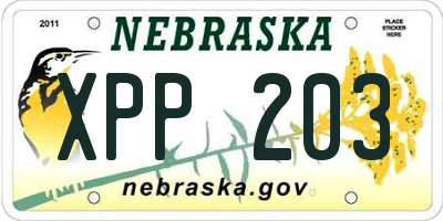 NE license plate XPP203