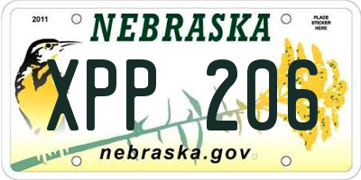 NE license plate XPP206