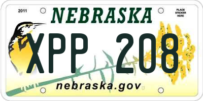 NE license plate XPP208