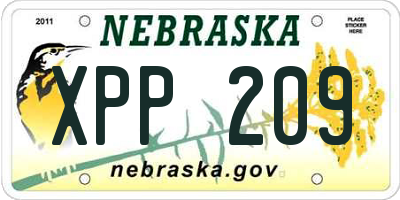 NE license plate XPP209