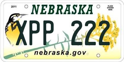 NE license plate XPP222