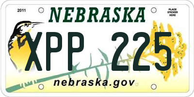 NE license plate XPP225