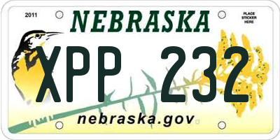 NE license plate XPP232