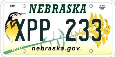 NE license plate XPP233