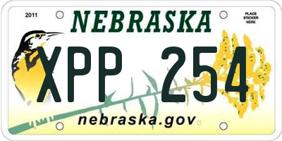 NE license plate XPP254