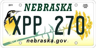 NE license plate XPP270