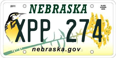 NE license plate XPP274