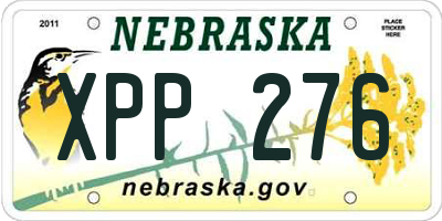 NE license plate XPP276