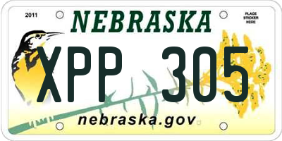 NE license plate XPP305