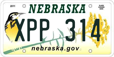 NE license plate XPP314