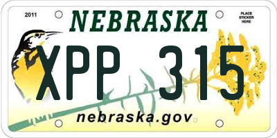 NE license plate XPP315