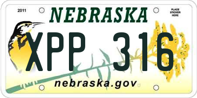 NE license plate XPP316