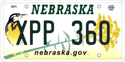 NE license plate XPP360