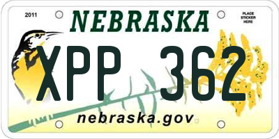 NE license plate XPP362