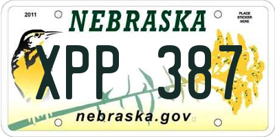 NE license plate XPP387