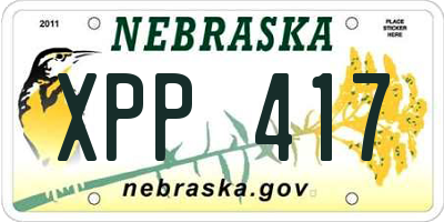 NE license plate XPP417
