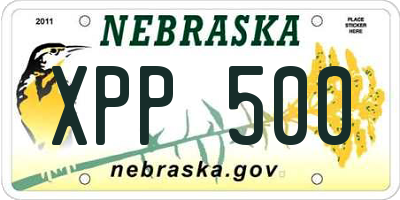 NE license plate XPP500