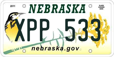 NE license plate XPP533