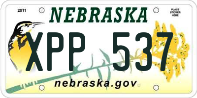 NE license plate XPP537