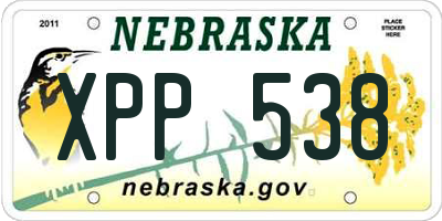 NE license plate XPP538