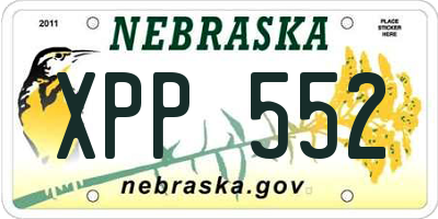 NE license plate XPP552