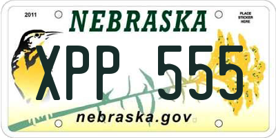 NE license plate XPP555