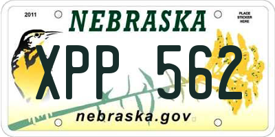 NE license plate XPP562