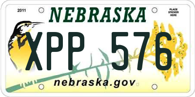 NE license plate XPP576
