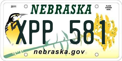 NE license plate XPP581