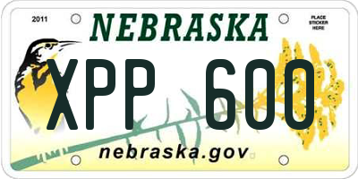 NE license plate XPP600