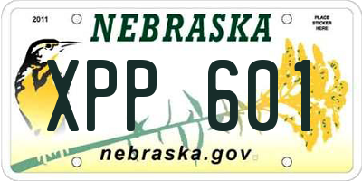 NE license plate XPP601